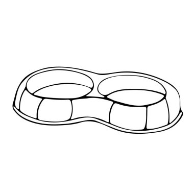 Kedi mamasının vektör çizimi. Kedi kasesi olan, karalama tarzında izole bir nesne. Kediler için veterinerlik ilacı