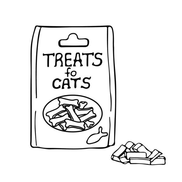 Ilustración Vectorial Comida Para Gatos Objeto Aislado Gato Trata Estilo — Vector de stock