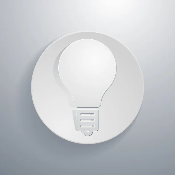 Vector simple paper-cut style, circular icon, lightbulb. — Stock Vector