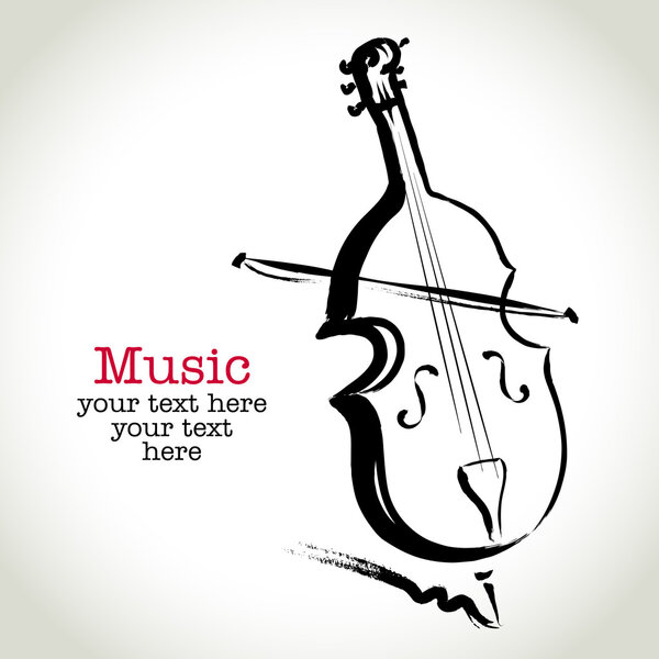 Гранж рисунок виолончели с кистью
