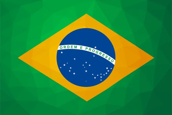 Bandeira do brasil sobre fundo verde padrão triangular estilo vecto — Vetor de Stock