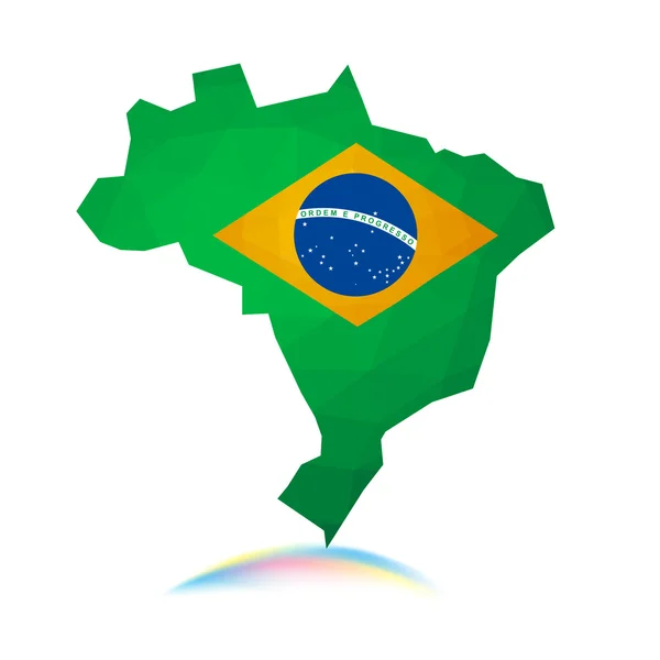 Karte von Brasilien mit dreieckigem Fahnenmuster — Stockvektor