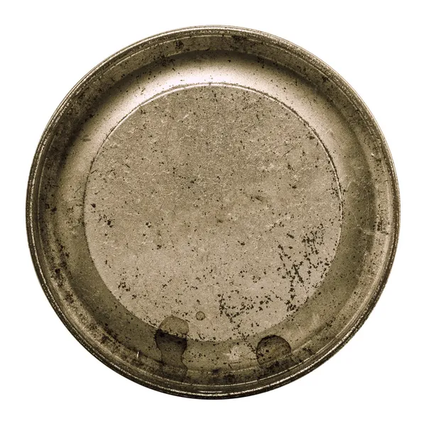 Äldre metall konsistens i en rund ram isolerade vit med klippning — Stockfoto