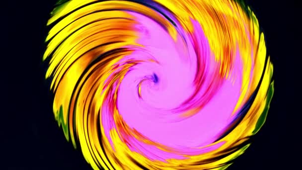 Fluido amarillo y rosa arte remolino vídeo acrílico textura con ondas de colores. — Vídeo de stock