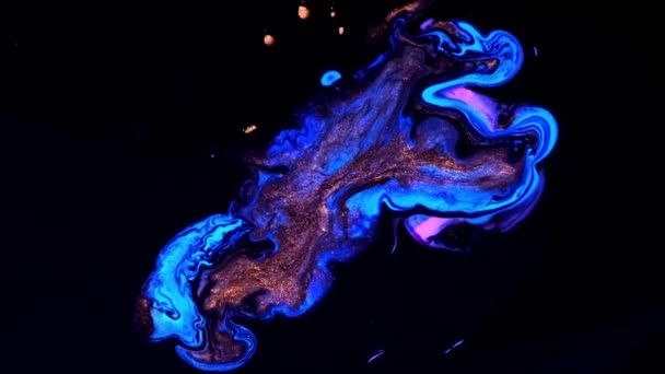 Folyékony művészet tinta elvont videó, trendi akril textúra színes hullámok. — Stock videók