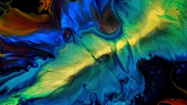 Технология абстрактного цветового рисунка Шаблон движущегося капающего хаоса Отображение фона Цвет медленного движения Макро — стоковое видео
