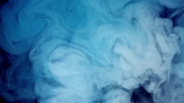 Движение чернил в жидком искусстве. Синее облако дыма на фоне черного абстрактного искусства — стоковое видео