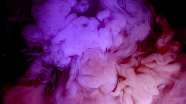 La peinture rose crée des nuages abstraits. Arrière-plan artistique. Le liquide fuchsia tourbillonne dans de beaux nuages. — Video