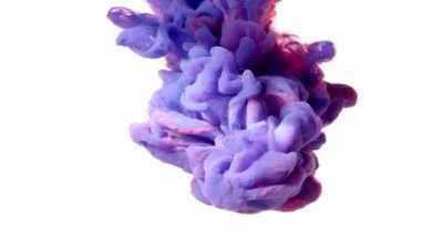 Beyaz arkaplanda mor ve pembe suluboya mürekkep..