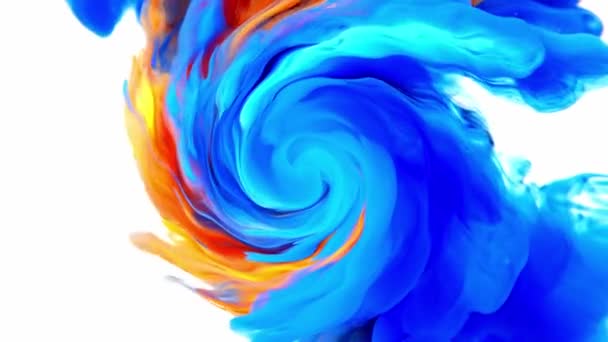 Inkoust vír barva modrá oranžová mrak kapka ve vodě pozadí — Stock video