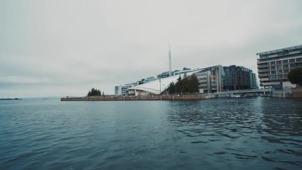 Oslo Haven Haven Buurt Aker Brygge Oslo Oslo Hoofdstad Van — Stockvideo