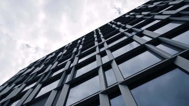 Estrutura Arranha Céus Azul Abstrato Complexo Downtown Montreal Com Céu — Vídeo de Stock