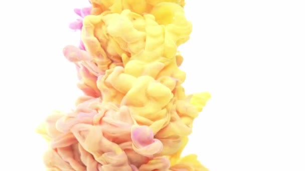 Yellow Ink Swirling Water Color Drop Water Motion — Stock Video