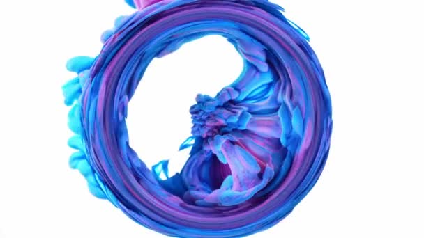 Kleur Rookgordijn Inktwater Wervelt Esoterische Astrologie Neon Roze Blauwe Damp — Stockvideo