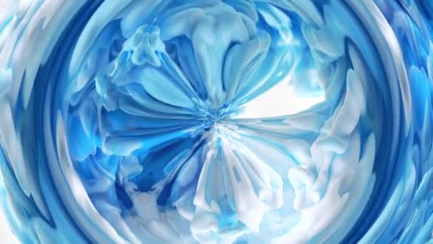 Blau Weiß Großen Wirbel Acryl Hintergrund — Stockvideo
