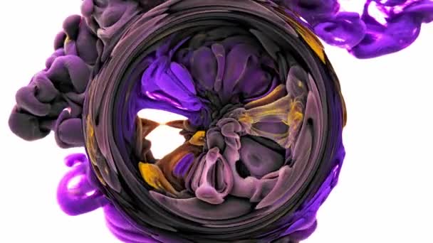 Bellissimo Sfondo Colorato Vernice Viola Gialla Mescolare Nuvola Turbinio Astratto — Video Stock