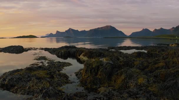 Aerial View Magnificent Mountain Lofoten Bleik Norway — Stock Video