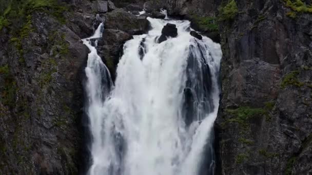 Aeriális Voringsfossen Waterfall Hordaland Norvégia — Stock videók