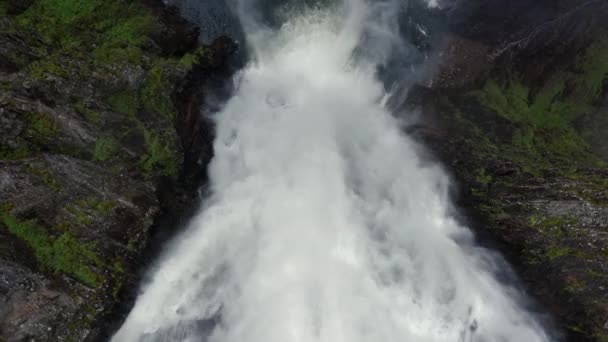 Drone Shot Voringfossen Waterfall Fall Autumn Norway — Stock Video