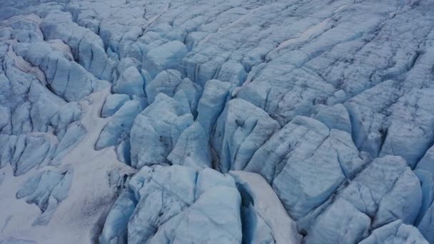 Flyg Skjuten Över Glaciala Sprickor Istungan Folgefonna Blå Isglaciär Norge — Stockvideo