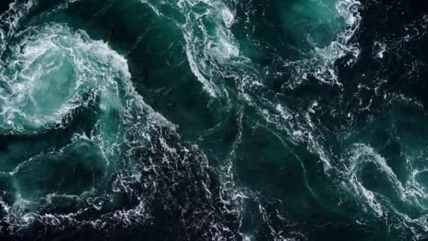 Відеозапис Абстрактних Потоків Води Порогів Вирів Фіорді Saltstraumen Norway — стокове відео
