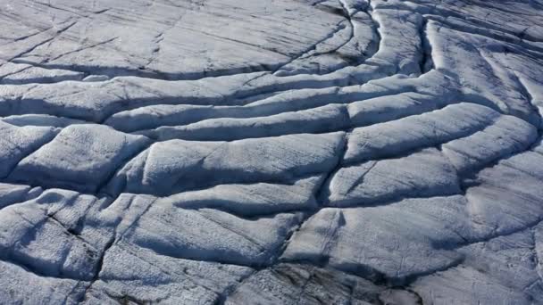 Повітряний Вид Зверху Льодовик Льодовиковий Потік Текстура Яскравий Синій — стокове відео