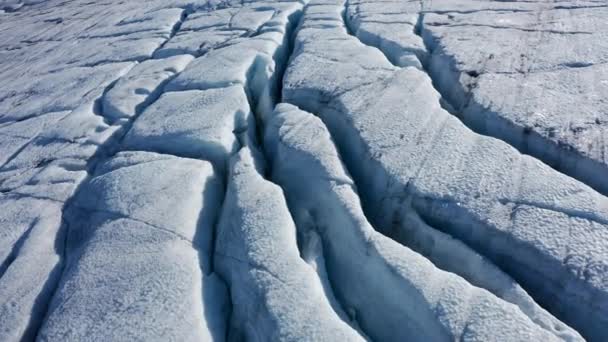 Повітряний Вид Зверху Льодовик Льодовиковий Потік Текстура Яскравий Синій — стокове відео