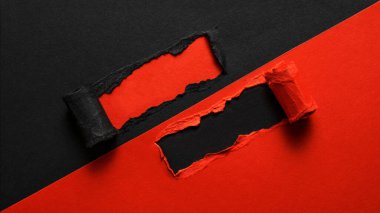 Kara Cuma konsepti. Yırtık kağıt üzerindeki metin için boş alan. Uzayı kopyala Üst görünüm