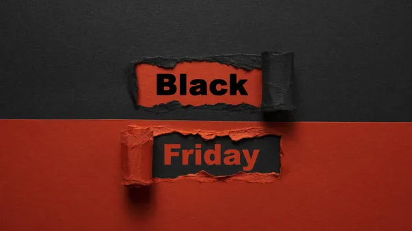 Black Friday Text Torn Paper Big Sale Concept Copy Space — Stock Photo, Image