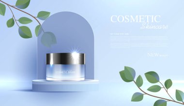 Kozmetik ürünleri ya da şişeli cilt bakım ürünleri reklamları, güzellik ürünleri için afişler ve ışıltılı arka plan efektleri. vektör tasarımı.