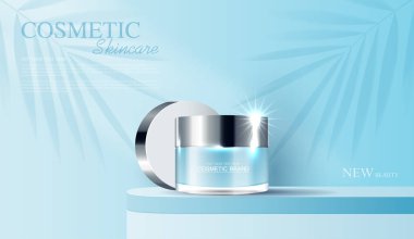 Kozmetik ürünleri ya da şişeli cilt bakım ürünleri reklamları, güzellik ürünleri için afişler ve ışıltılı arka plan efektleri. vektör tasarımı.