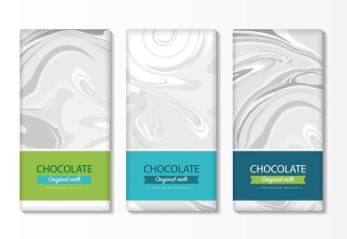 Çikolata paketleme seti. Paketleme için etiket desenli lüks ürün şablonu.