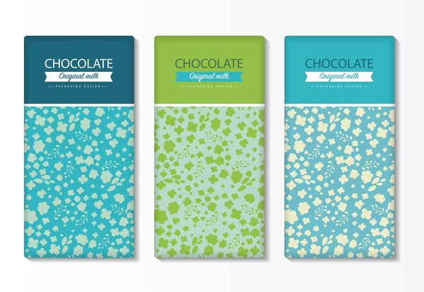 Conjunto Embalaje Barra Chocolate Plantilla Marca Productos Lujo Moda Con — Vector de stock