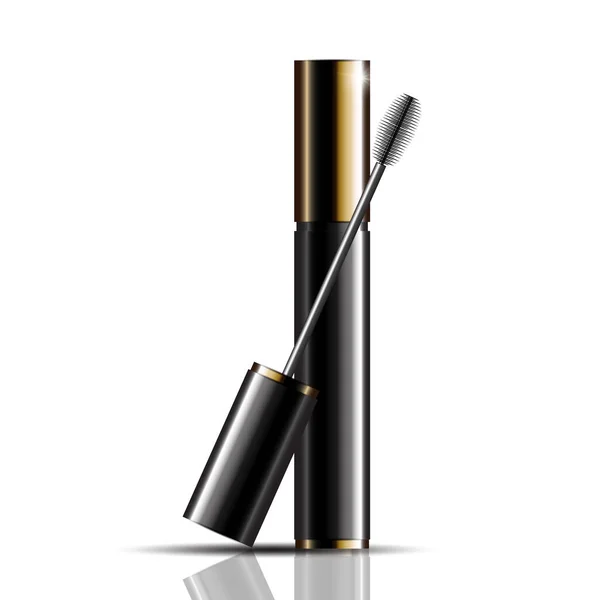 Luxury Mascara Ads Black Golden Package Streamline Background Illustration Vector — Stock Vector