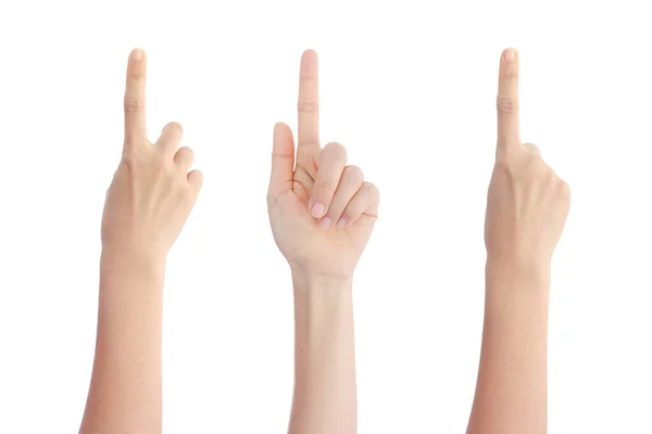 Set Different Hands Touching Pointing Something White Background — 图库照片