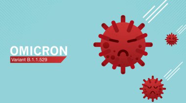B.1.1.529 Omicron covid 19 virüsü. Afrika 'dan yeni bir Omikron salgını ve koronavirüs gribi salgını. vektör tasarımı.