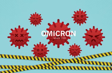 B.1.529 Omicron of covid 19 virüsünü durdurun. Afrika 'dan yeni bir Omikron salgını ve koronavirüs gribi salgını. vektör tasarımı.