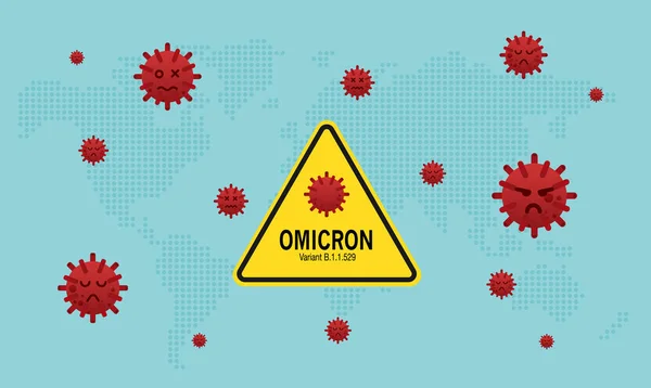 Detener 529 Omicrón Del Virus Covid Nuevo Brote Omicrones Variantes — Archivo Imágenes Vectoriales