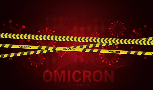 Stoppa 529 Omicron Mutation Covid Virus Med Gula Band Stoppar — Stock vektor