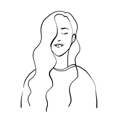 Kadın yüz çizimi ve modern soyut minimalist kadınların yüzleri. Duvar dekorasyonu için farklı şekiller. Sosyal ağ hikayeleri, güzellik logoları, posterler için kullanılıyor. vektör tasarımı.