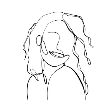 Kadın yüz çizimi ve modern soyut minimalist kadınların yüzleri. Duvar dekorasyonu için farklı şekiller. Sosyal ağ hikayeleri, güzellik logoları, posterler için kullanılıyor. vektör tasarımı.