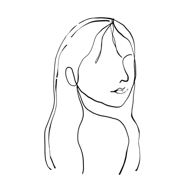 Mujer Dibujo Línea Cara Moderno Abstracto Minimalista Cara Las Mujeres — Vector de stock