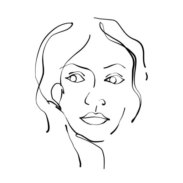Mujer Dibujo Línea Cara Moderno Abstracto Minimalista Cara Las Mujeres — Archivo Imágenes Vectoriales
