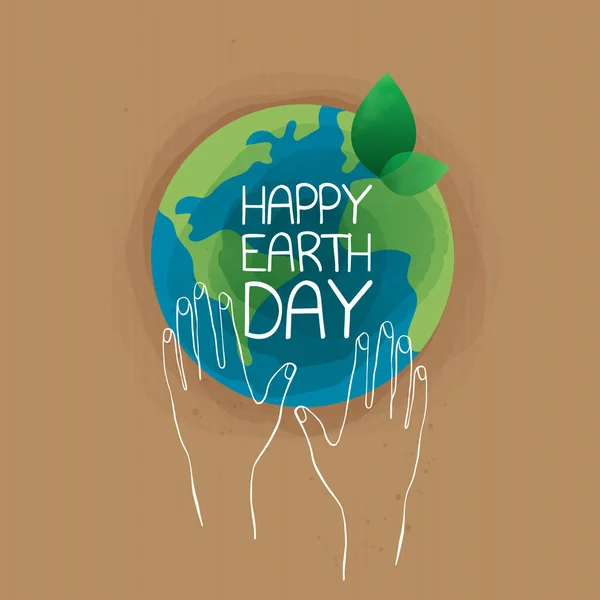 Joyeux Jour Terre Jour Terre Avril Avec Monde Entier Carte — Image vectorielle