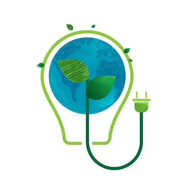 Energy Saving Eco Lamp Technology Nature Concept Think Green Ecology — Wektor stockowy