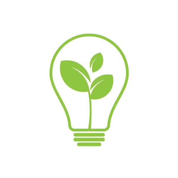Ecology Bulb Lamp Leaf Logo Energy Saving Lamp Symbol Icon — Archivo Imágenes Vectoriales