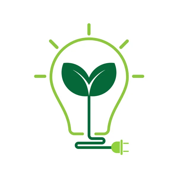 Ecology Bulb Lamp Leaf Logo Energy Saving Lamp Symbol Icon — Wektor stockowy