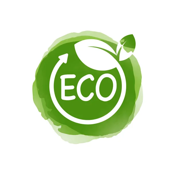 Energy Saving Eco Ecology Concept Watercolor Green Earth Think Green — Stock vektor