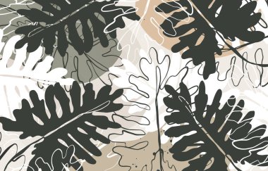 Modern soyut çizgiler ve sanat arka planında duvar dekorasyonu, kartpostal veya broşür kapağı tasarımı için farklı şekiller barındırır. Vektör tasarımı.