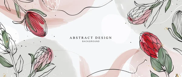 Abstrakt Konst Bakgrund Kreativ Blommor Och Botaniska Linjen Konst Tapet — Stock vektor